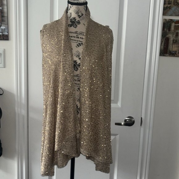 Alice Olivia Sequinned Draped Sleeveless Cardigan